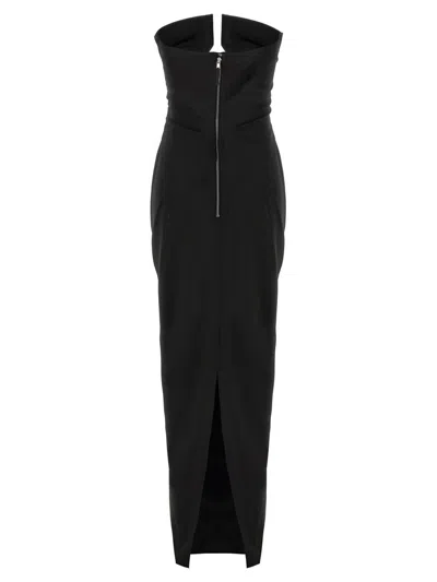 Rick Owens Amphora Prong Wool Grain De Poudre Gown In Black