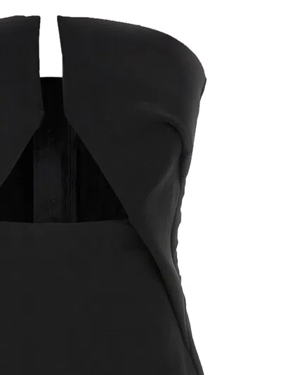 Rick Owens Amphora Prong Wool Grain De Poudre Gown In Black