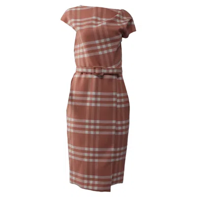 Oscar De La Renta Midi Length Dress With Belt In Multicolor Virgin Wool In Multi