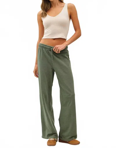 Be Cool Acid Wash Wide Leg Cotton Fleece Pants In Dark Spruce In Multi