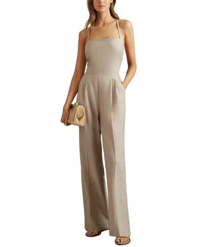 Reiss Sarai Tailored Strappy Wool Jumpsuit In Sand