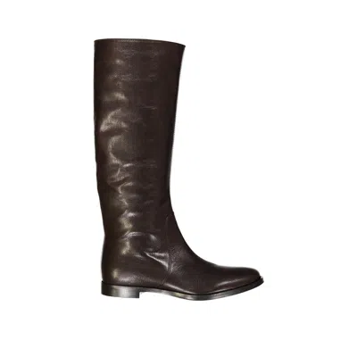 Sergio Rossi Brown Calfskin Over The Knee In Brown