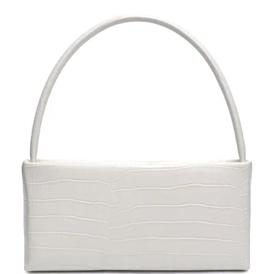 Fashnzfab Women's Croc Mandy Handle Crossbody Bag In White