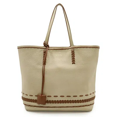 Tod's Leather Gypsy Woven Tote Bag In Neutral