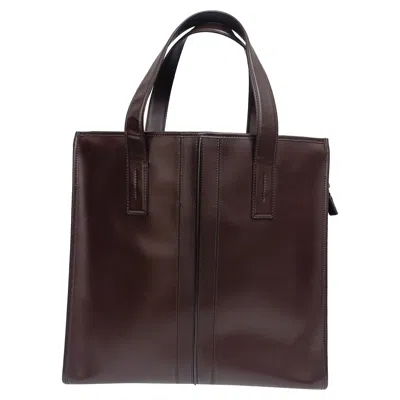 Tod's Slim Script Tote In Brown Leather In Burgundy