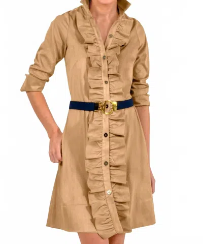 Gretchen Scott Ruffle Rumble Mini Dress In Khaki In Brown