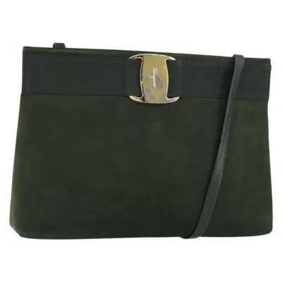 Pre-owned Ferragamo Vala Shoulder Bag Suede Suede Shoulder Bag Bag () In Green