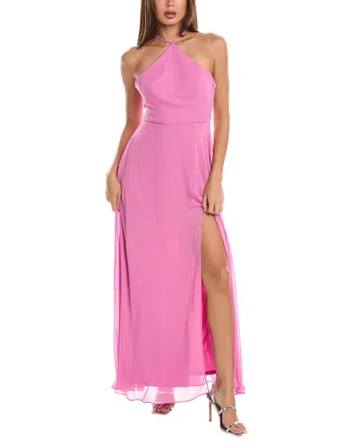 Lovely Dessy Collection Diamond Halter Maxi Dress With Adjustable Straps In Orchid Pink