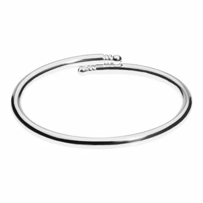 Eklexic Women's Knob Ended Bangle In Silver In Silver