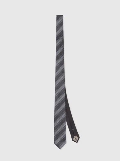 Missoni Silk Tie With Greek Zigzag Pattern In Gray