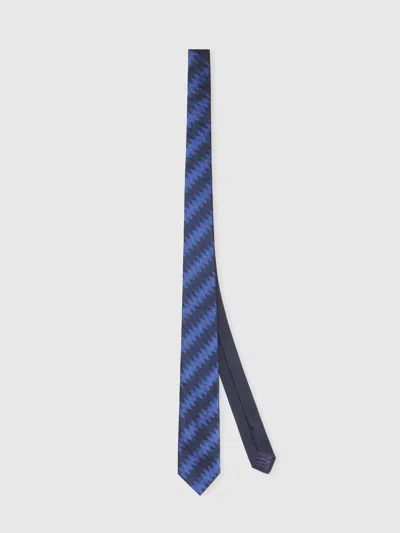 Missoni Silk Tie With Greek Zigzag Pattern In Blue