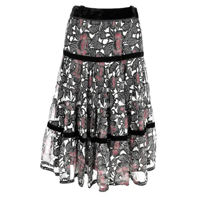 Antonio Marras Floral-print Midi Tiered Skirt In Multicolor Silk In Gray