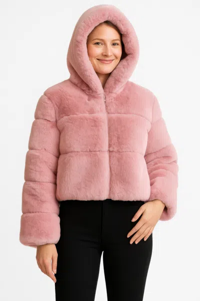 Truedames Faux Fur Hooded Jacket In Pink