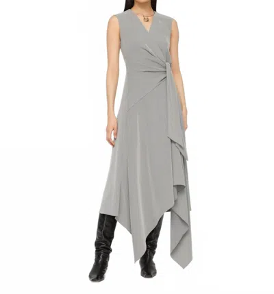 Lafayette 148 New York Fluid Houndstooth Jacquard Side Tie Handkerchief Midi Dress In Multi