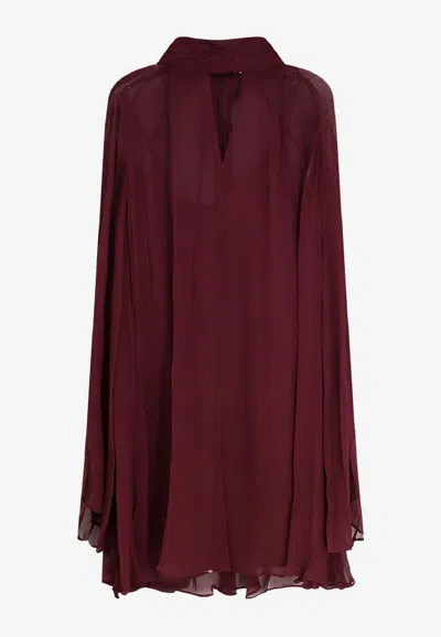 Staud Esther V-neck Mini Dress In Burgundy