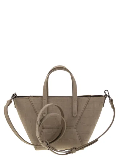 Brunello Cucinelli Women Bc Duo Mini Nubuck Croc Print Bag With Jewellery In Brown