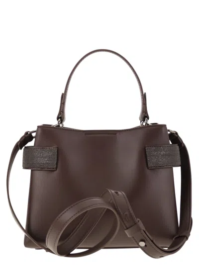 Brunello Cucinelli Women Essence Small Calfskin Top-handle Bag With Precious Bands In Brown