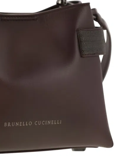 Brunello Cucinelli Women Essence Small Calfskin Top-handle Bag With Precious Bands In Brown