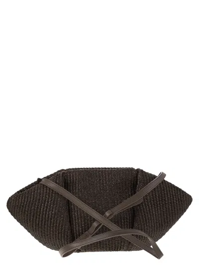 Brunello Cucinelli Women Marina Pouch Bag In Techno Cotton Raffia In Brown