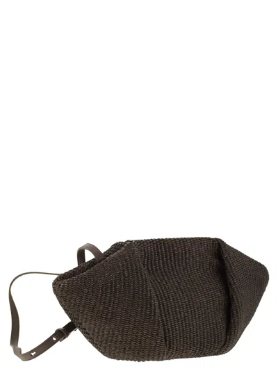 Brunello Cucinelli Women Marina Pouch Bag In Techno Cotton Raffia In Brown