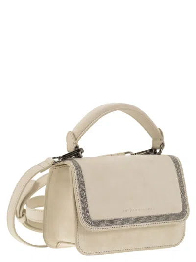 Brunello Cucinelli Women Suede Bag With Precious Contour In Neutral