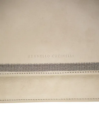 Brunello Cucinelli Women Suede Bag With Precious Contour In Neutral