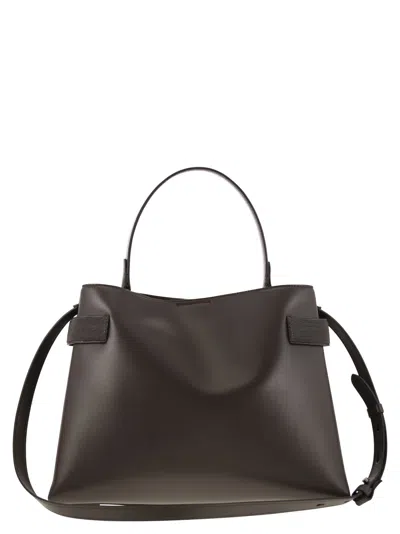 Brunello Cucinelli Women Top-handle Essence Bag In Calfskin With Precious Bands In Brown