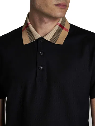 Burberry Piquet Polo Shirt With Check Collar Man In Multi