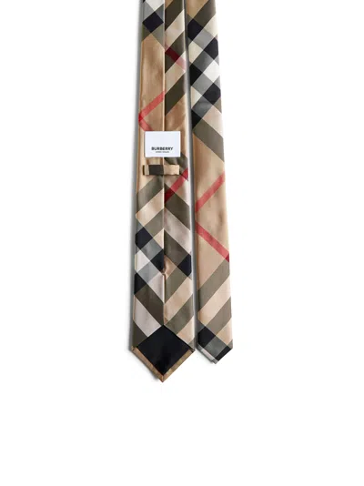 Burberry Men Cotton Check Tie In Multi