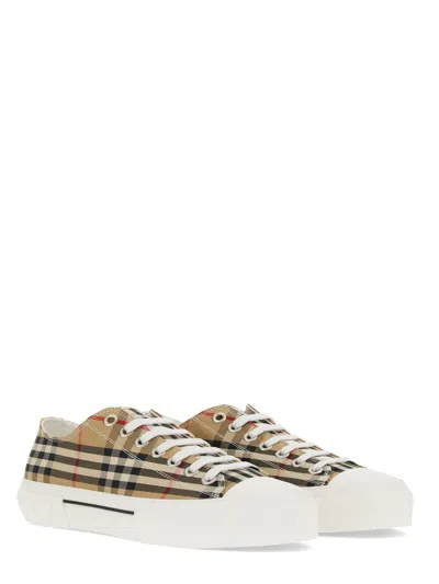 Burberry Check Motif Canvas Sneakers In Brown