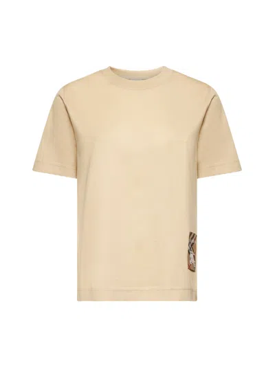 Burberry Women Cream Cotton T-shirt In Neutral