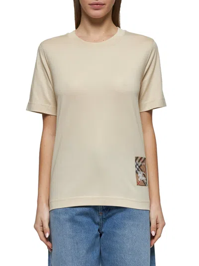 Burberry Women Cream Cotton T-shirt In Neutral