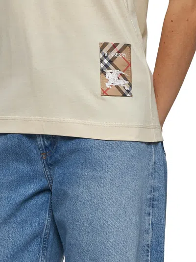 Burberry Women Cream Cotton T-shirt In Neutral