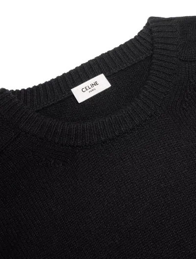 Celine Men Crew Neck Sweater In Wool And Cashmere In Brown