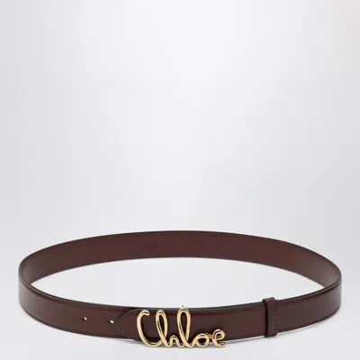 Chloé Womens Crafty Brown Logo-plaque Leather Belt In Brown