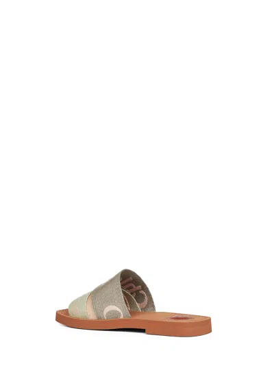 Chloé Women Aloe Green Woody Flat Sandals<br/> In Green