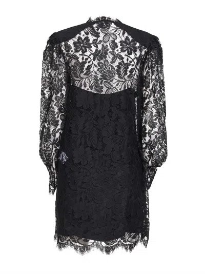 Chloé Women Black Lace Long-sleeved Mini Dress In Black
