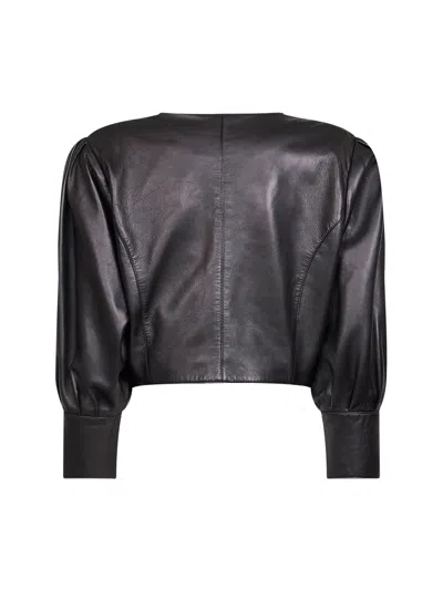 Chloé Women Black Plongé Nappa Leather Cropped Collarless Jacket In Black