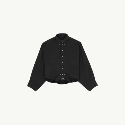 Mm6 Maison Margiela Mirrored Cotton Poplin Shirt In Black