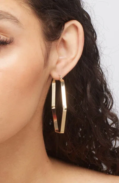 Panacea Hexagonal Hoop Earrings In Gold