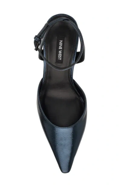 Nine West Kellie Ankle Strap Pointed Toe Pump In Animal Print