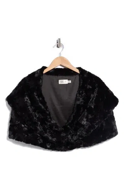 Eliza J Shawl Collar Faux Fur Capelet In Black