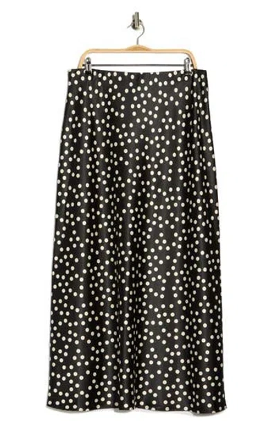 Renee C Polka Dot Satin Maxi Skirt In Black