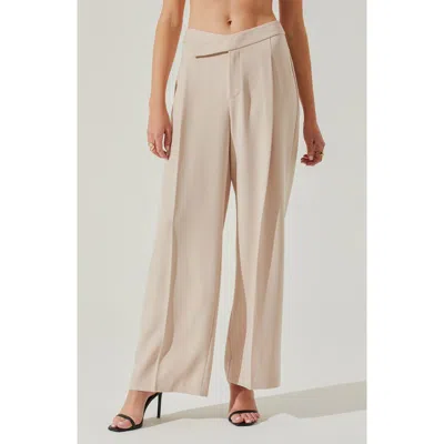 Astr The Label Rubina Pleated Wide Leg Pants In Neutral