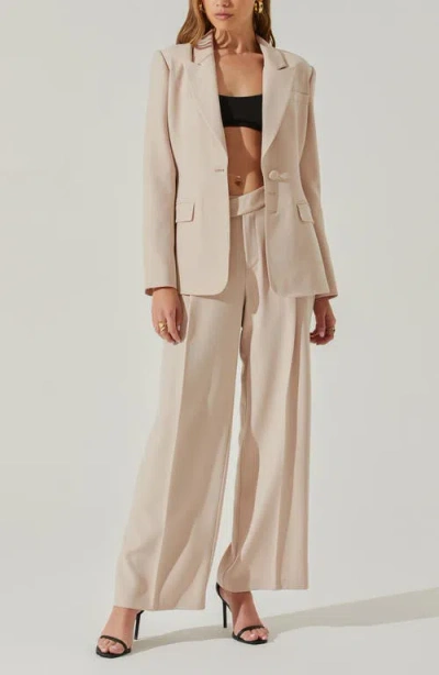 Astr The Label Rubina Pleated Wide Leg Pants In Neutral