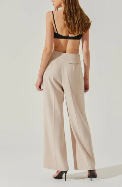 Astr The Label Rubina Pleated Wide Leg Pants In Neutral