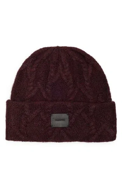 Allsaints Cable Knit Beanie In Brown