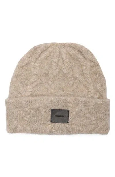 Allsaints Cable Knit Beanie In Brown