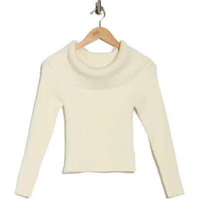 Blanknyc Off The Shoulder Rib Sweater In Neutral