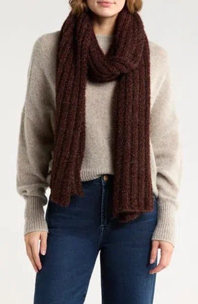 Bcbg Cozy Metallic Knit Muffler Scarf In Brown
